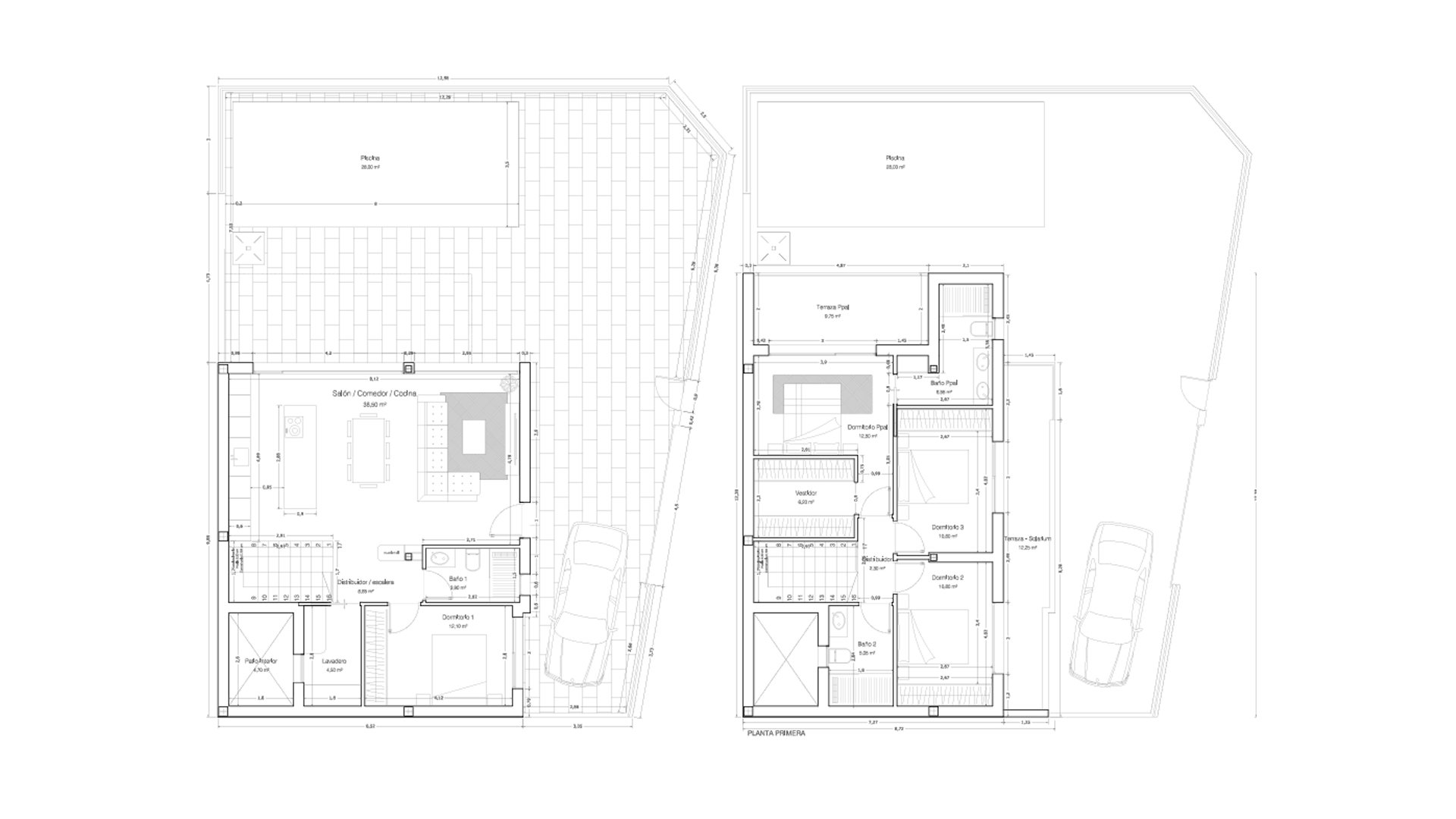 Villa floor plan, 4 bedrooms in Altos de San Pedro III No. 4