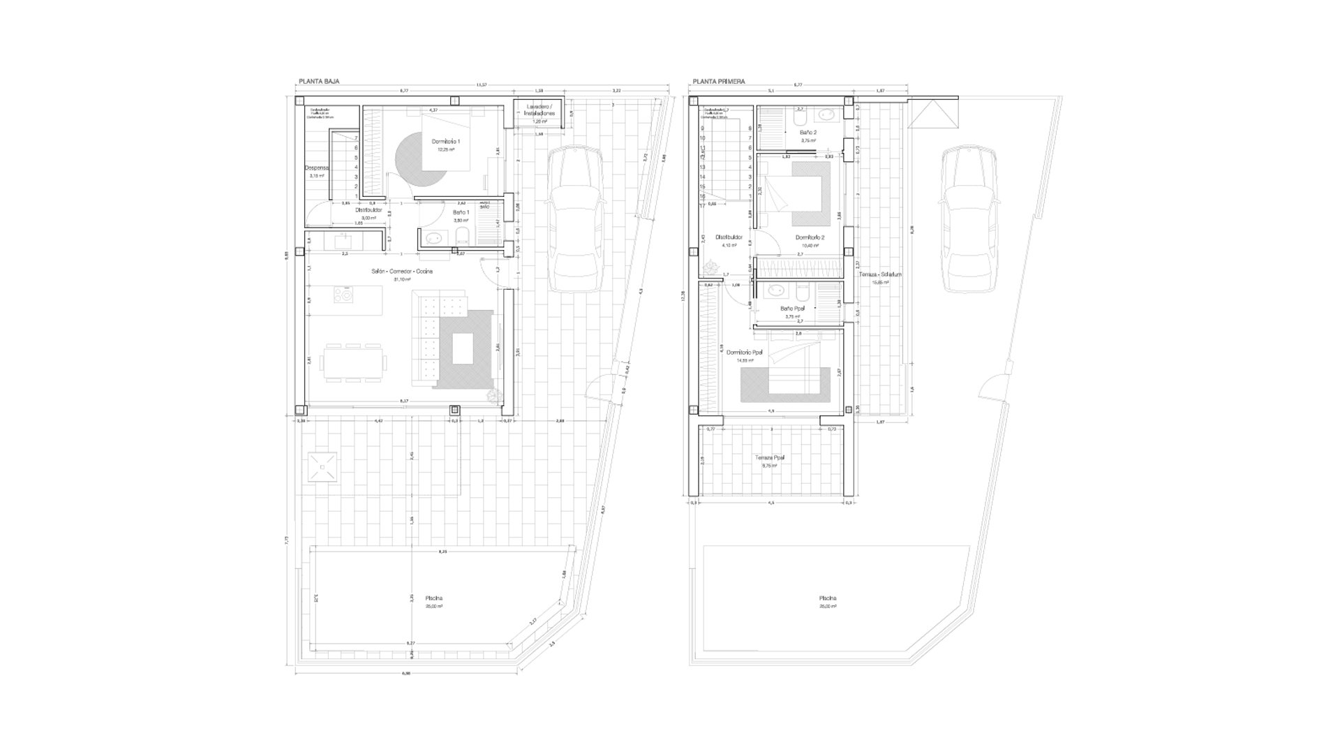 Villa floor plan, 3 bedrooms in Altos de San Pedro III No. 5
